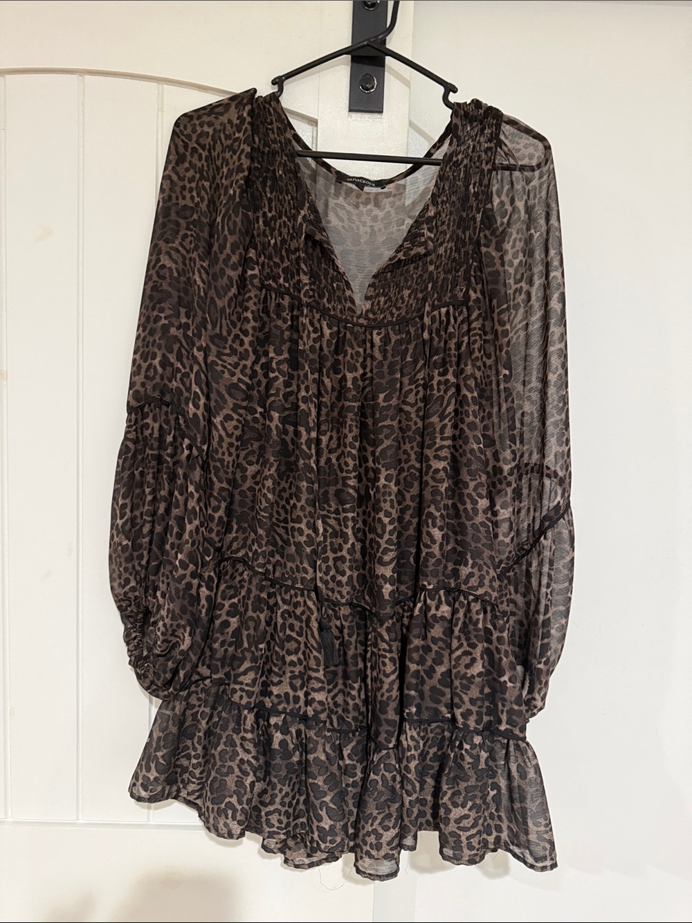 Olivaceous Brown and Black Leopard Print Mini Dress